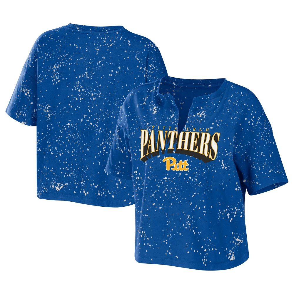 T-shirt court à encolure crantée WEAR by Erin Andrews Royal Pitt Panthers pour femme