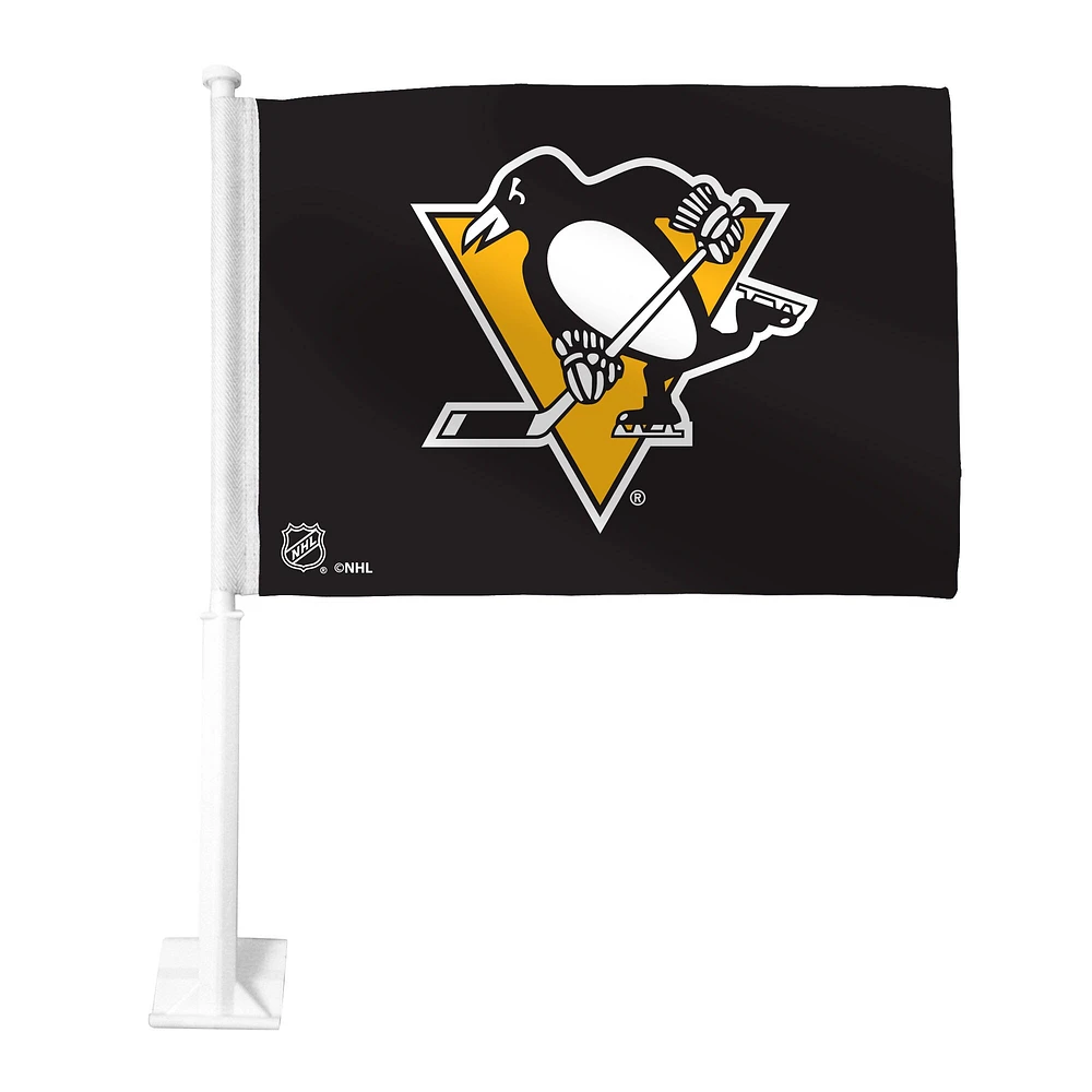 Drapeau de voiture noir 11"x 15" Penguins de Pittsburgh