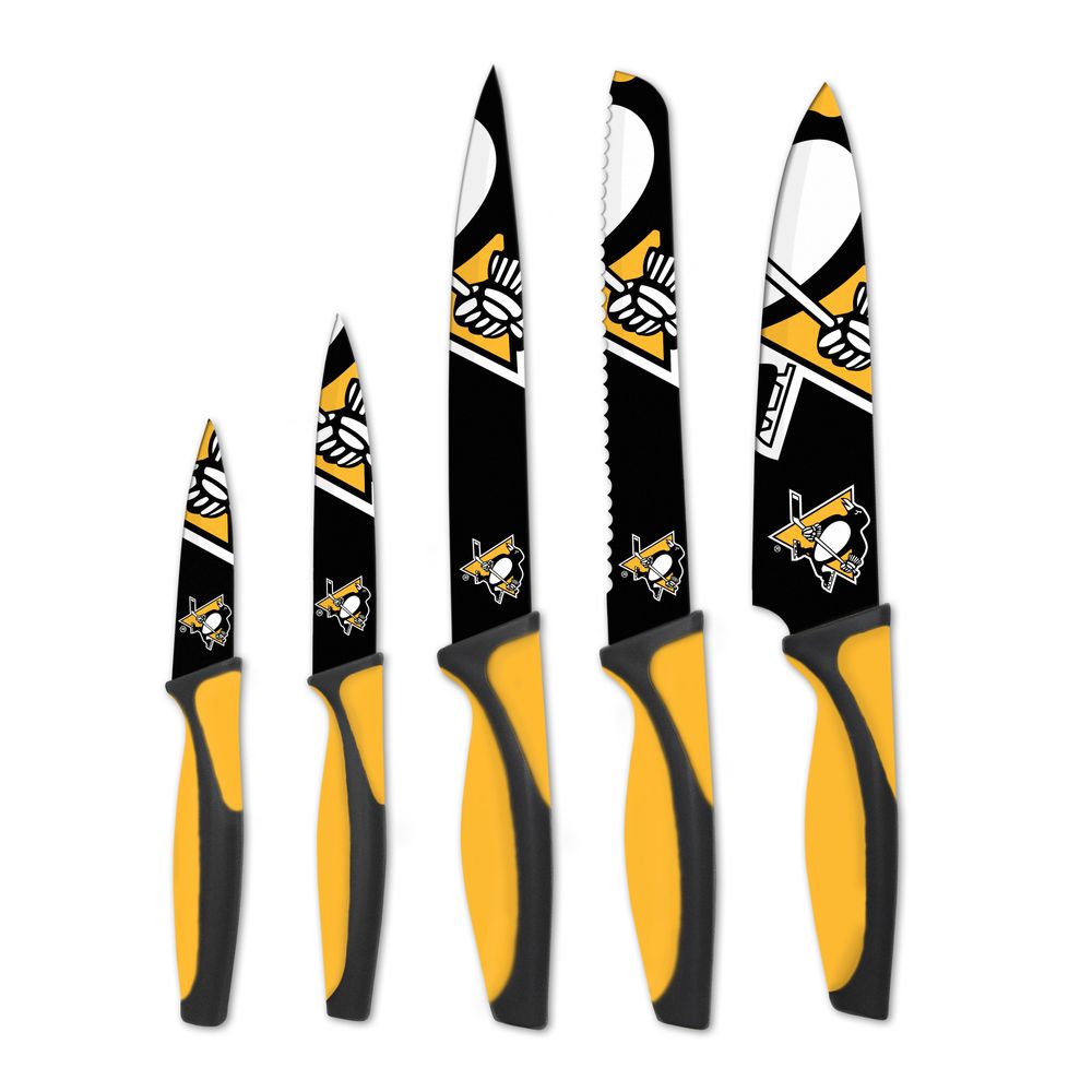 Black Pittsburgh Penguins 5-Piece Kitchen Knife Set