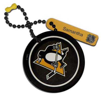 Black Pittsburgh Penguins Personalized Leather Round Bag Tag