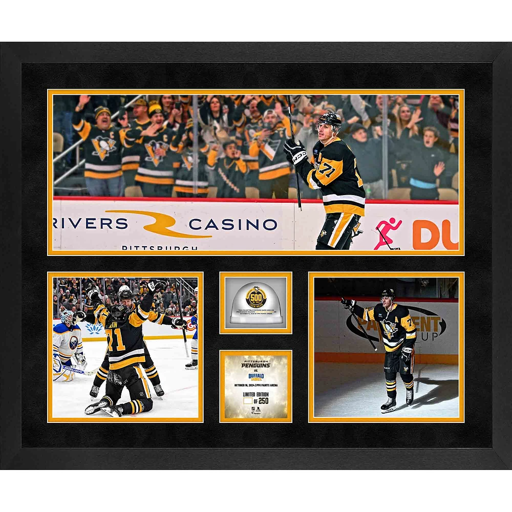 Evgeni Malkin Pittsburgh Penguins Framed 20" x 24" 500th NHL Goal Three-Photograph Collage with Game-Used Ice from 500th Goal Game - Limited Edition of 250