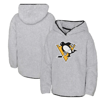 Sweat à capuche en polaire Ultimate Teddy des Penguins de Pittsburgh, gris chiné pour jeunes filles