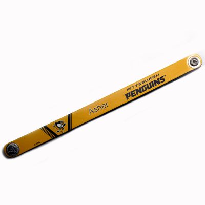 Gold Pittsburgh Penguins Personalized Leather Slim Bracelet