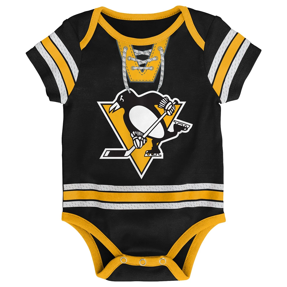 Infant Black Pittsburgh Penguins Hockey Jersey Bodysuit