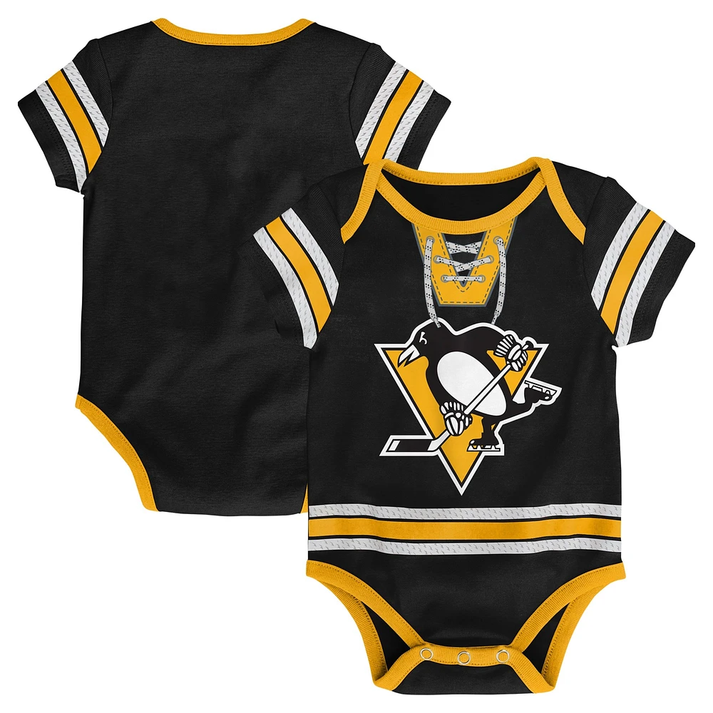 Body noir en jersey de hockey des Penguins Pittsburgh pour bébé