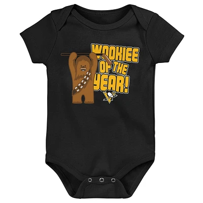 Infant Black Pittsburgh Penguins Star Wars Wookie of the Year Bodysuit