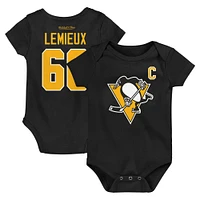 Body noir avec nom et numéro pour bébé Mitchell & Ness Mario Lemieux des Penguins de Pittsburgh