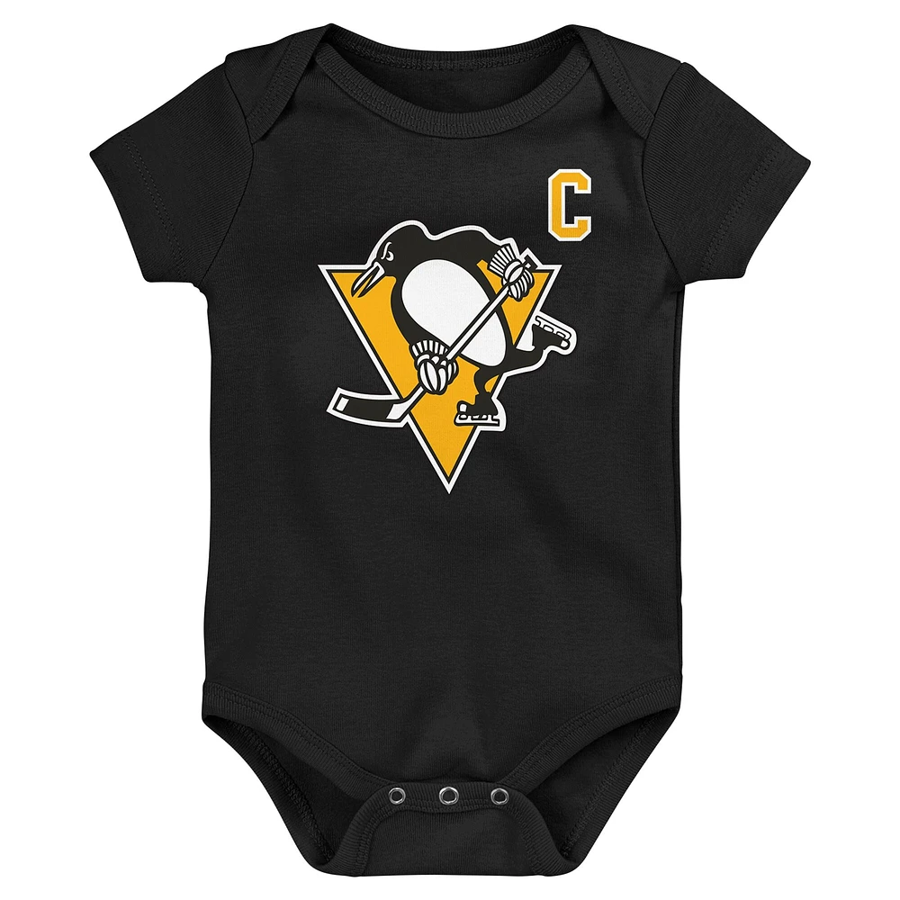 Body noir avec nom et numéro pour bébé Mitchell & Ness Mario Lemieux des Penguins de Pittsburgh