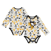 Body à manches longues pour bébé blanc Pittsburgh Penguins Quick Learn