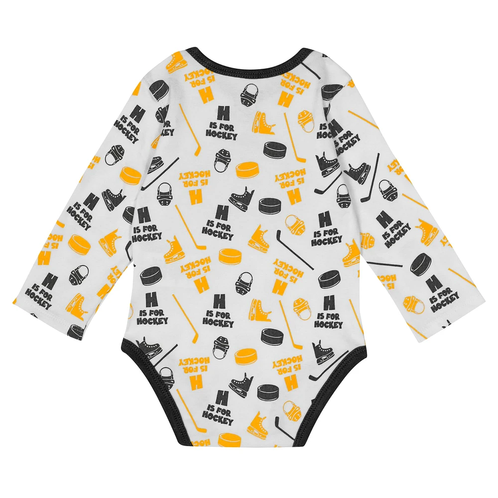 Infant White Pittsburgh Penguins Quick Learner Long Sleeve Bodysuit