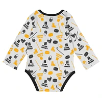 Body à manches longues pour bébé blanc Pittsburgh Penguins Quick Learn