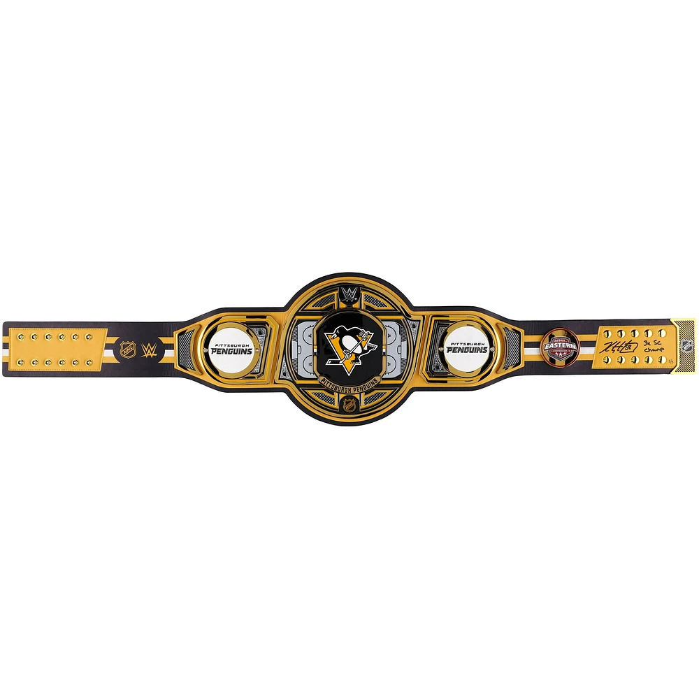 Ceinture de titre WWE Legacy autographiée par Kris Letang des Penguins de Pittsburgh avec inscription « 3X SC Champ