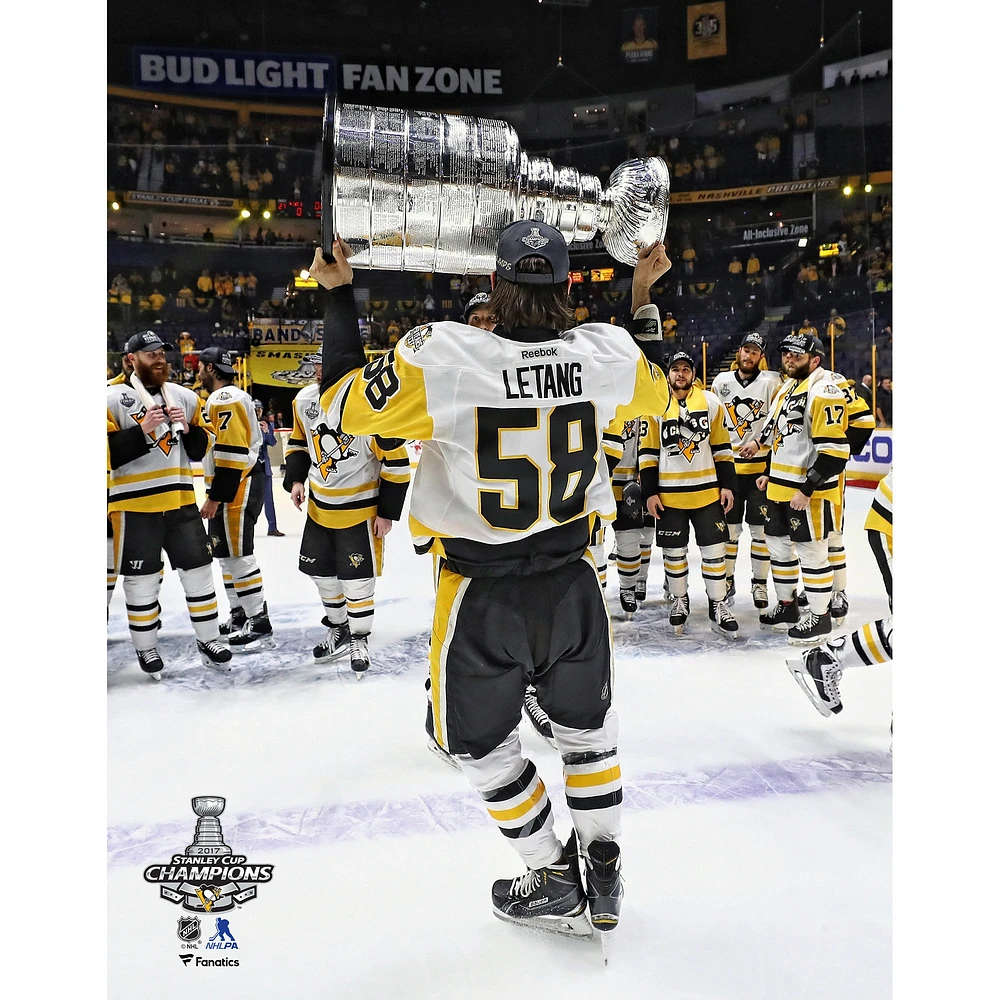 Kris Letang Pittsburgh Penguins Unsigned 2017 Stanley Cup Champions Raising Photograph