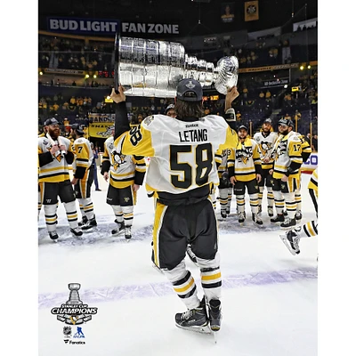 Kris Letang Pittsburgh Penguins Unsigned 2017 Stanley Cup Champions Raising Photograph