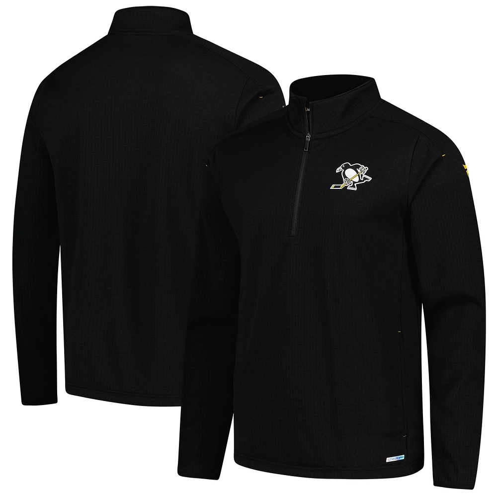 Veste polaire à quart de zip authentique Fanatics Pittsburgh Penguins noire pour homme