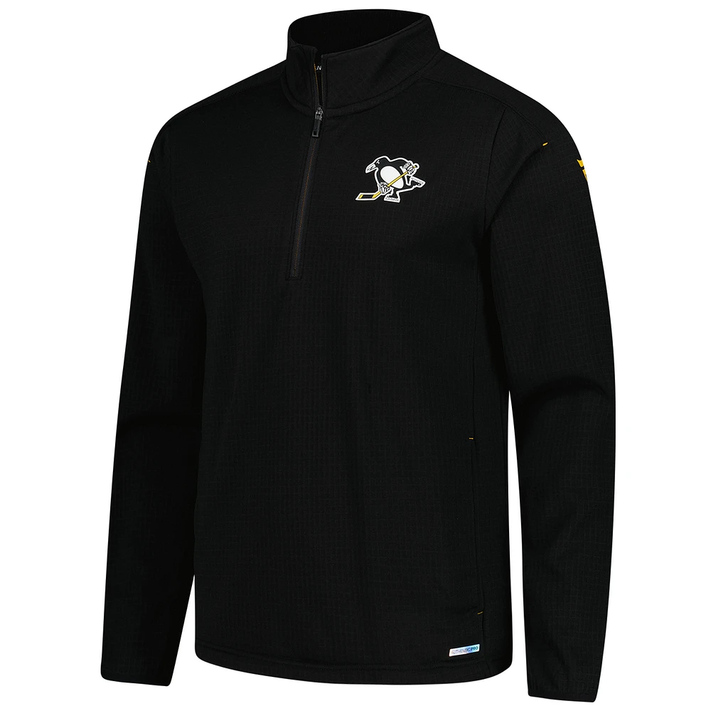 Veste polaire à quart de zip authentique Fanatics Pittsburgh Penguins noire pour homme