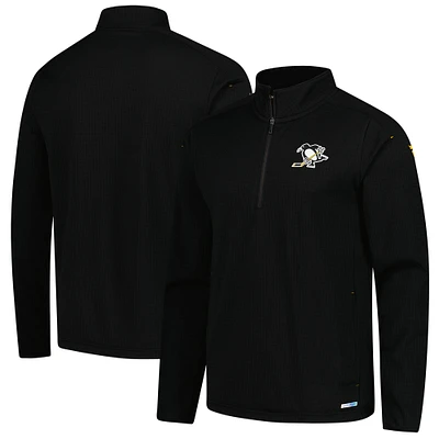 Veste polaire à quart de zip authentique Fanatics Pittsburgh Penguins noire pour homme