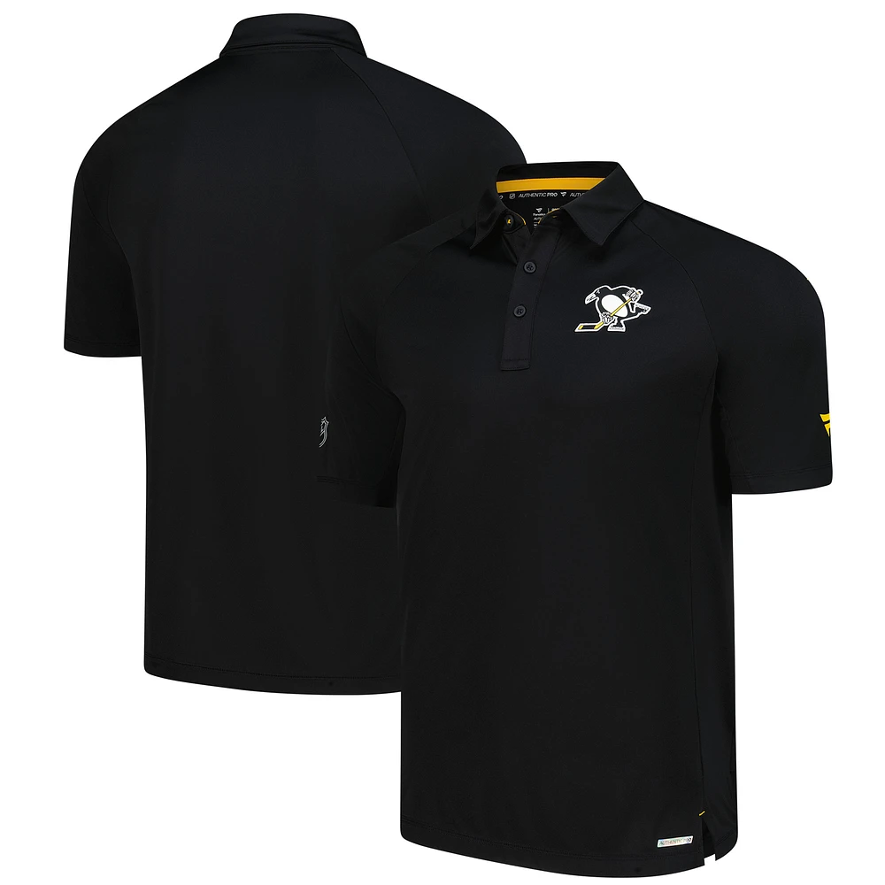 Polo authentique Pro noir Fanatics pour homme des Penguins de Pittsburgh