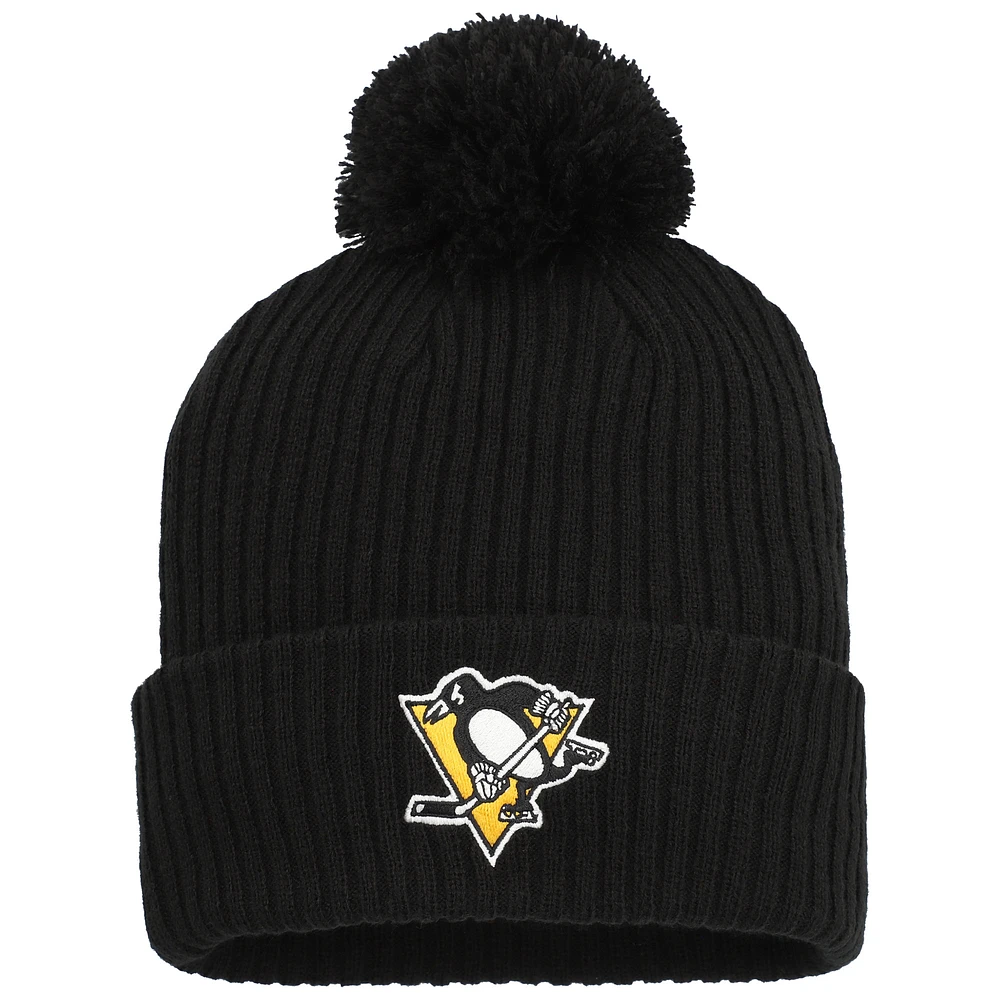 Bonnet en tricot à revers avec pompon Fanatics Black Pittsburgh Penguins pour hommes