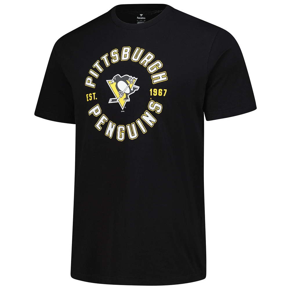 T-shirt noir Fanatics pour hommes des Penguins de Pittsburgh