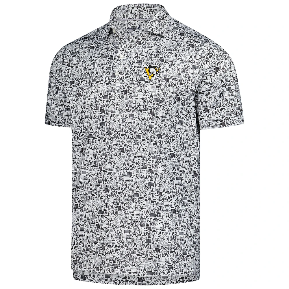 Polo johnnie-O pour hommes, noir/blanc, Pittsburgh Penguins Slapshot