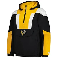 Men's Starter  Black Pittsburgh Penguins Charger Half-Zip Pullover Hoodie