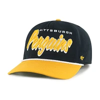 Casquette ajustable Dropshadow Rope Hitch noire/dorée '47 pour homme des Penguins de Pittsburgh