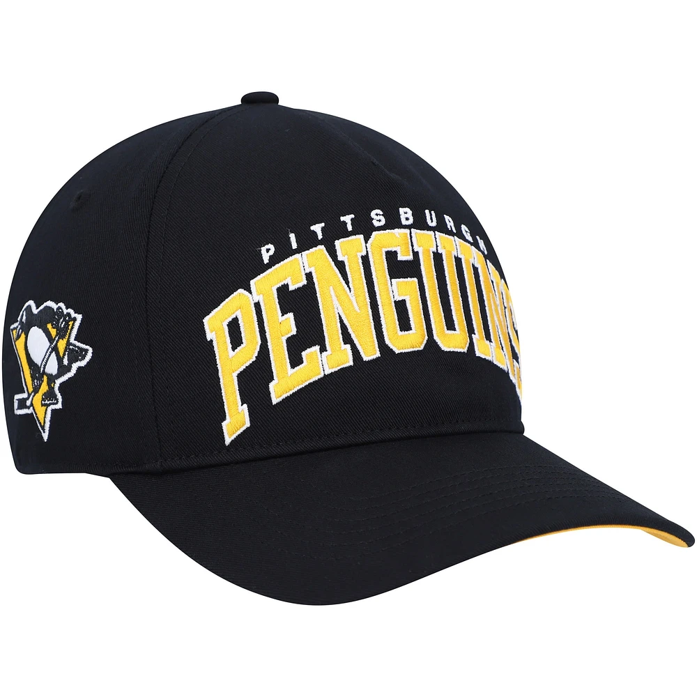 Casquette '47 Black Pittsburgh Penguins Block Arch Hitch Snapback pour homme