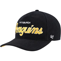 Men's '47  Black Pittsburgh Penguins Crosstown Corduroy Hitch Adjustable Hat