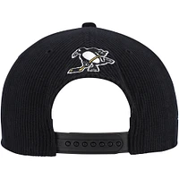 Men's '47  Black Pittsburgh Penguins Crosstown Corduroy Hitch Adjustable Hat