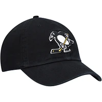 Men's '47 Black Pittsburgh Penguins Logo Clean Up Adjustable Hat