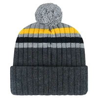 Bonnet en tricot à revers avec patch pile des Penguins de Pittsburgh '47 gris pour hommes avec pompon