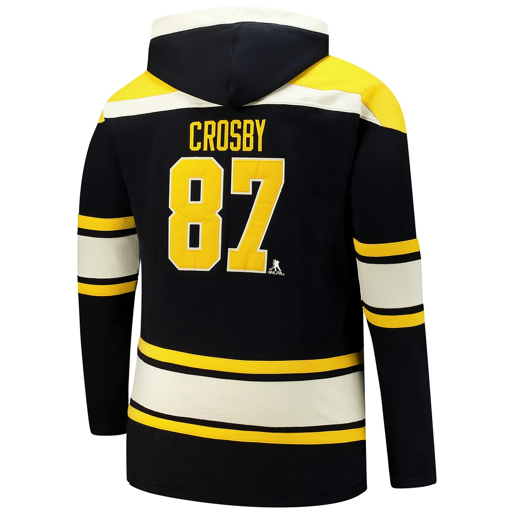 Men's '47 Sidney Crosby Black Pittsburgh Penguins Big & Tall Lace-up Pullover Hoodie