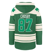 Men's '47 Sidney Crosby Kelly Green Pittsburgh Penguins St. Patrick's Day Player Name & Number Lacer Pullover Hoodie
