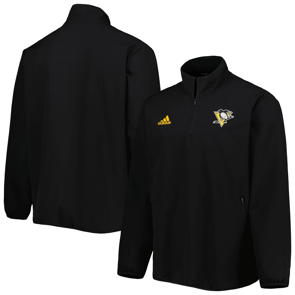 Veste adidas noire à quart de zip COLD.RDY des Penguins Pittsburgh pour hommes