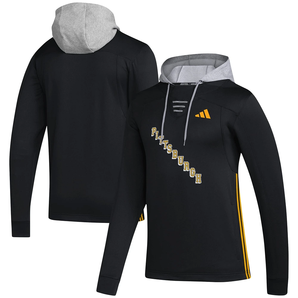 Sweat à capuche adidas Pittsburgh Penguins Refresh Skate Lace AEROREADY noir pour hommes