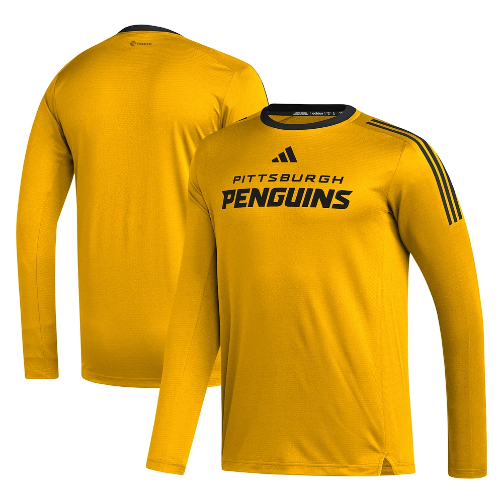 T-shirt à manches longues adidas Gold Pittsburgh Penguins AEROREADY® pour hommes