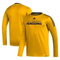 Men's adidas Gold Pittsburgh Penguins AEROREADY® Long Sleeve T-Shirt