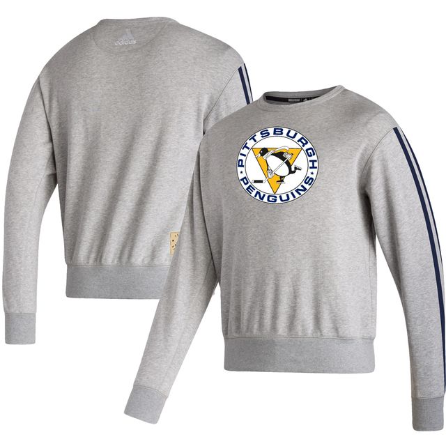 Sweat-shirt vintage à enfiler adidas pour hommes, gris chiné, Pittsburgh Penguins Team Classics