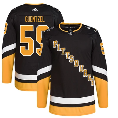 Maillot de joueur authentique adidas Jake Guentzel noir Pittsburgh Penguins Alternate Primegreen pour homme