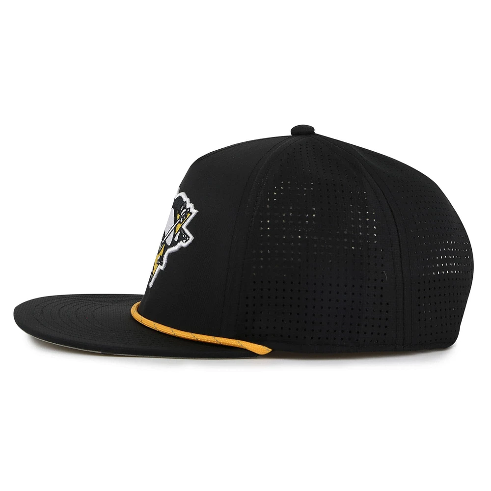 Men's American Needle  Black Pittsburgh Penguins Buxton Pro Tech Adjustable Hat