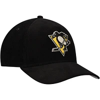 Chapeau réglable en velours côtelé avec point de chaîne American Needle pour hommes, noir, Pittsburgh Penguins