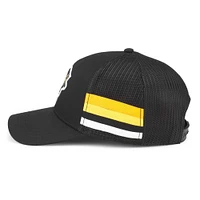 Men's American Needle Black Pittsburgh Penguins HotFoot Stripes Trucker Adjustable Hat