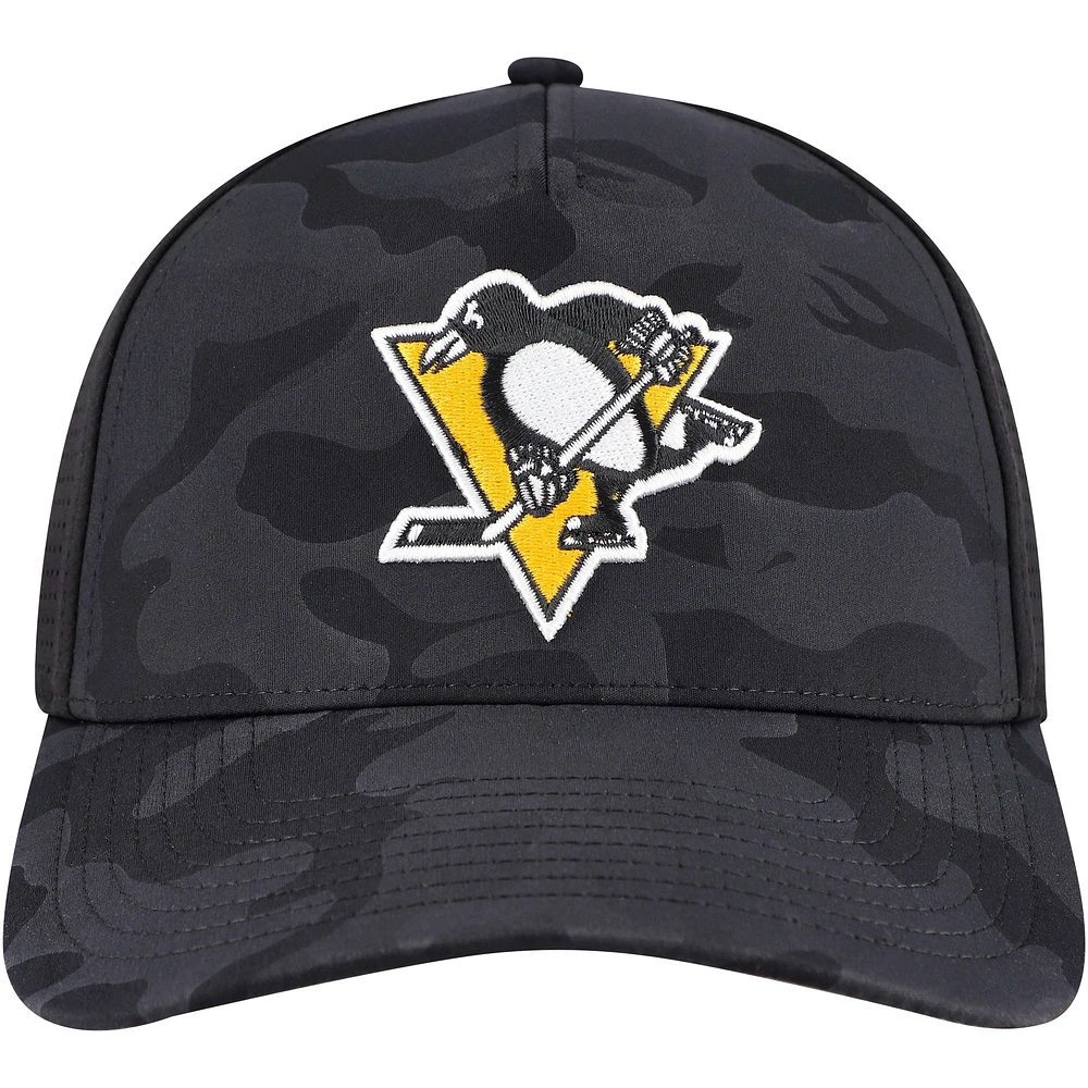 Men's American Needle  Black Pittsburgh Penguins Valin Camo Super Tech Vented Adjustable Hat