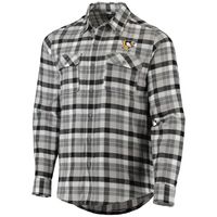 Men's Antigua Black/Gray Pittsburgh Penguins Ease Plaid Button-Up Long Sleeve Shirt