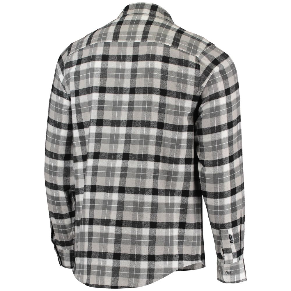 Men's Antigua Black/Gray Pittsburgh Penguins Ease Plaid Button-Up Long Sleeve Shirt