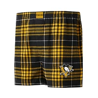 Men's Concepts Sport Black/Gold Pittsburgh Penguins Concord Flannel Boxers