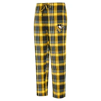 Men's Concepts Sport Gold/Black Pittsburgh Penguins Region Flannel Sleep Pants