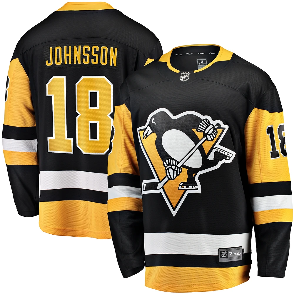 Maillot d'évasion à domicile Fanatics Andreas Johnsson noir des Penguins de Pittsburgh pour hommes