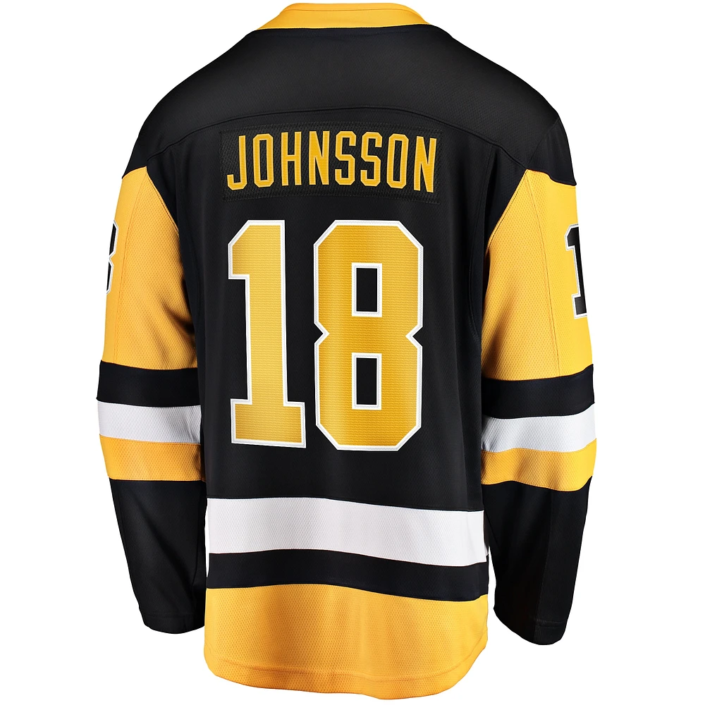 Maillot d'évasion à domicile Fanatics Andreas Johnsson noir des Penguins de Pittsburgh pour hommes